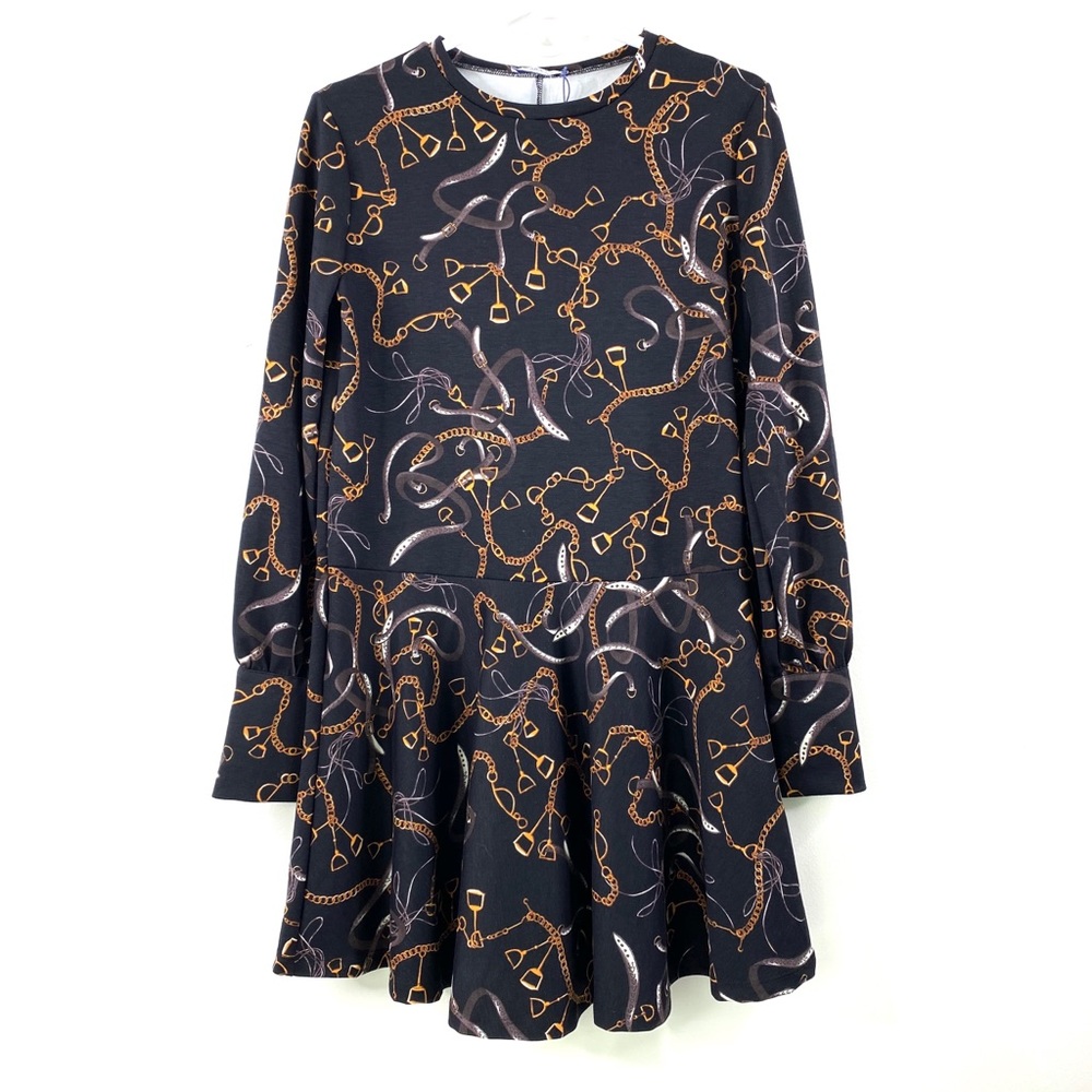 Zara Equestrian Pleated Drop Waistline Dress Sz S